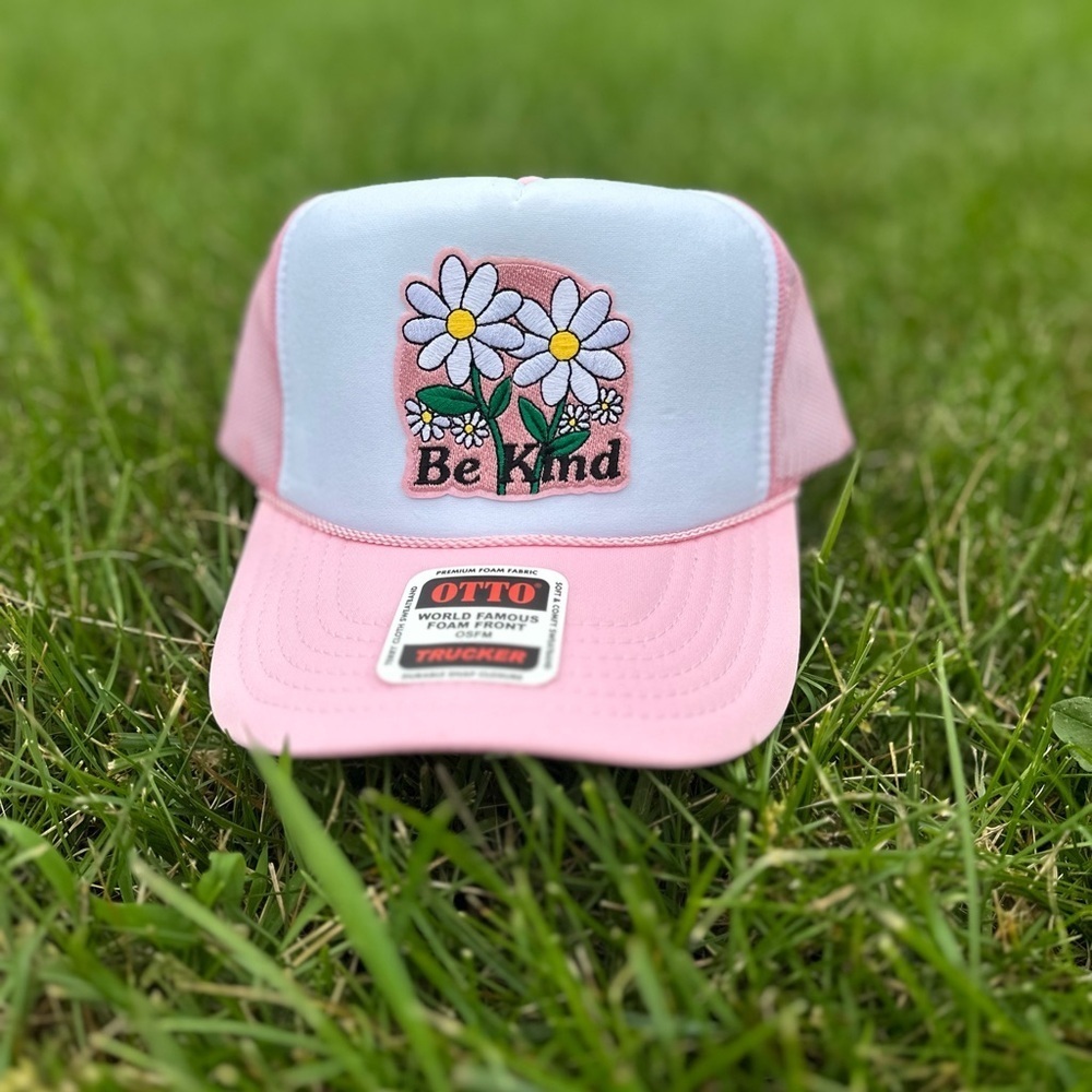 NEW “be Kind” SnapBack / trucker hat - pink and white - Picture 2 of 4